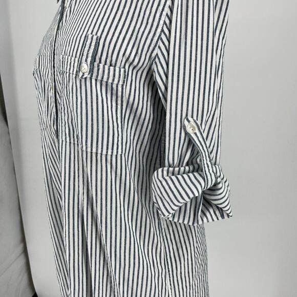 Roller Rabbit Dress Shirt Button Down Stripe Small Blue White - Picture 6 of 8